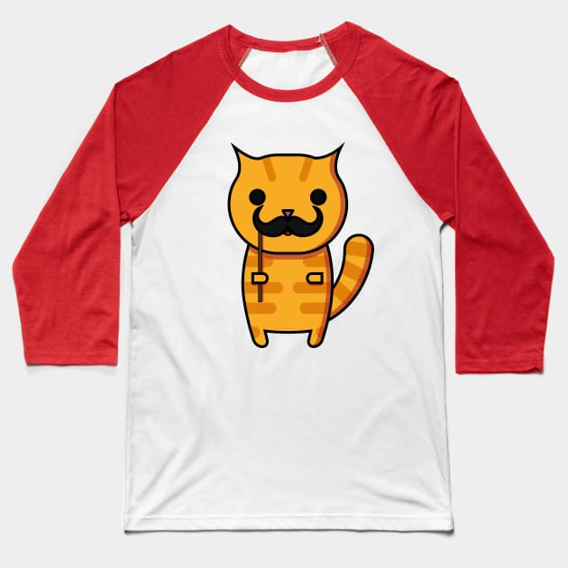 Moustache Cat Baseball T-Shirt by RhinoTheWrecker